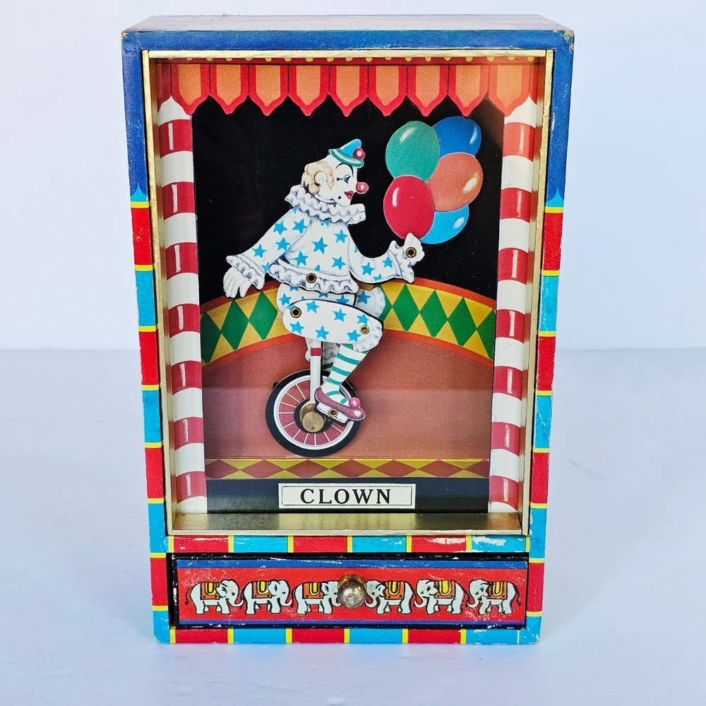 Vintage 80s Otagiri Japan Circus Clown Musical Jewelry Box The Candy Man Nursery